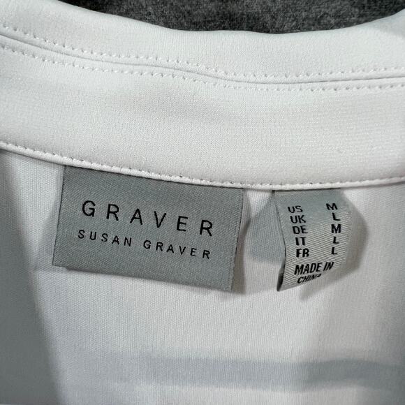 GRAVER Susan Graver LK Fusion 3/4 Sly Cutaway Hem Blazer White Size Medium - Picture 3 of 11